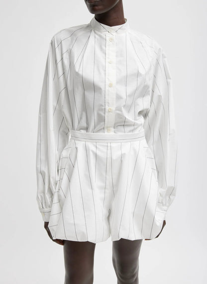 Striped Tech Poplin Raglan Tucked Shirt