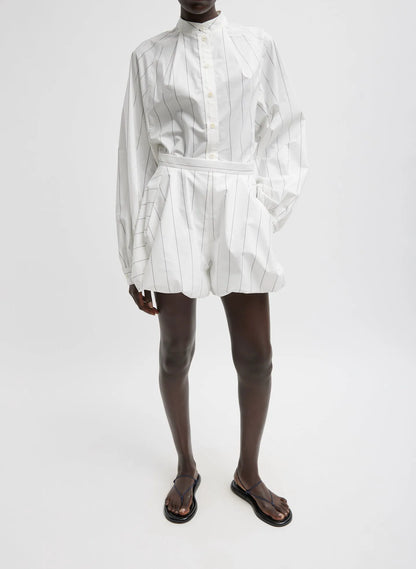 Striped Tech Poplin Raglan Tucked Shirt