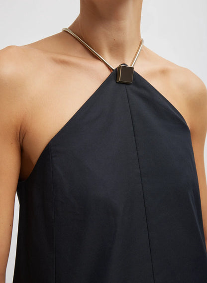 Tech Twill Lavalliere Halter Dress