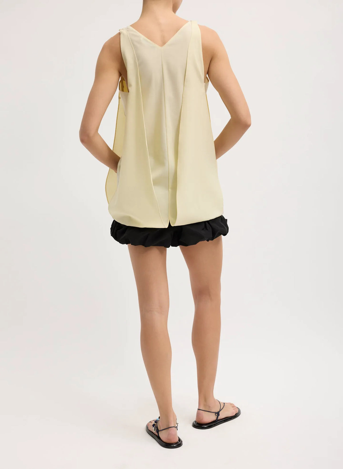 Tropical Wool Sleeveless Paneled Tunic