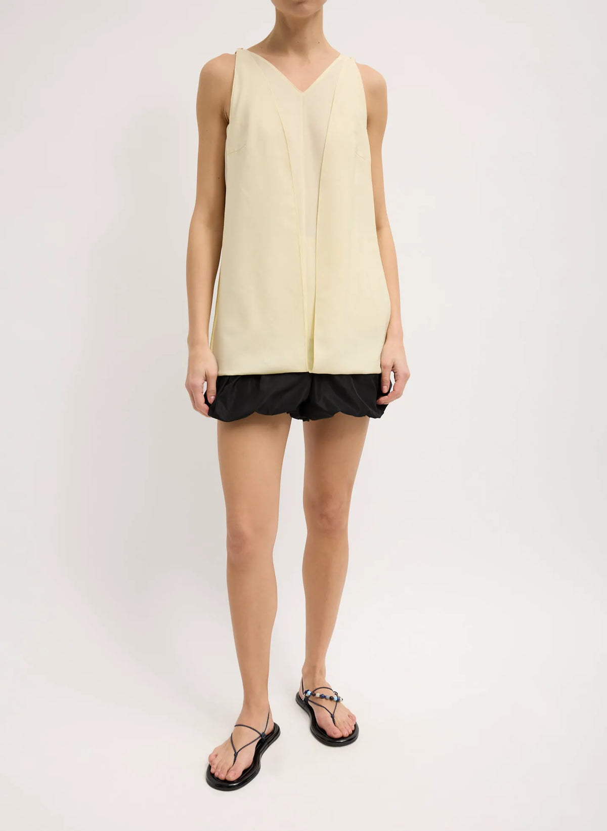 Tropical Wool Sleeveless Paneled Tunic