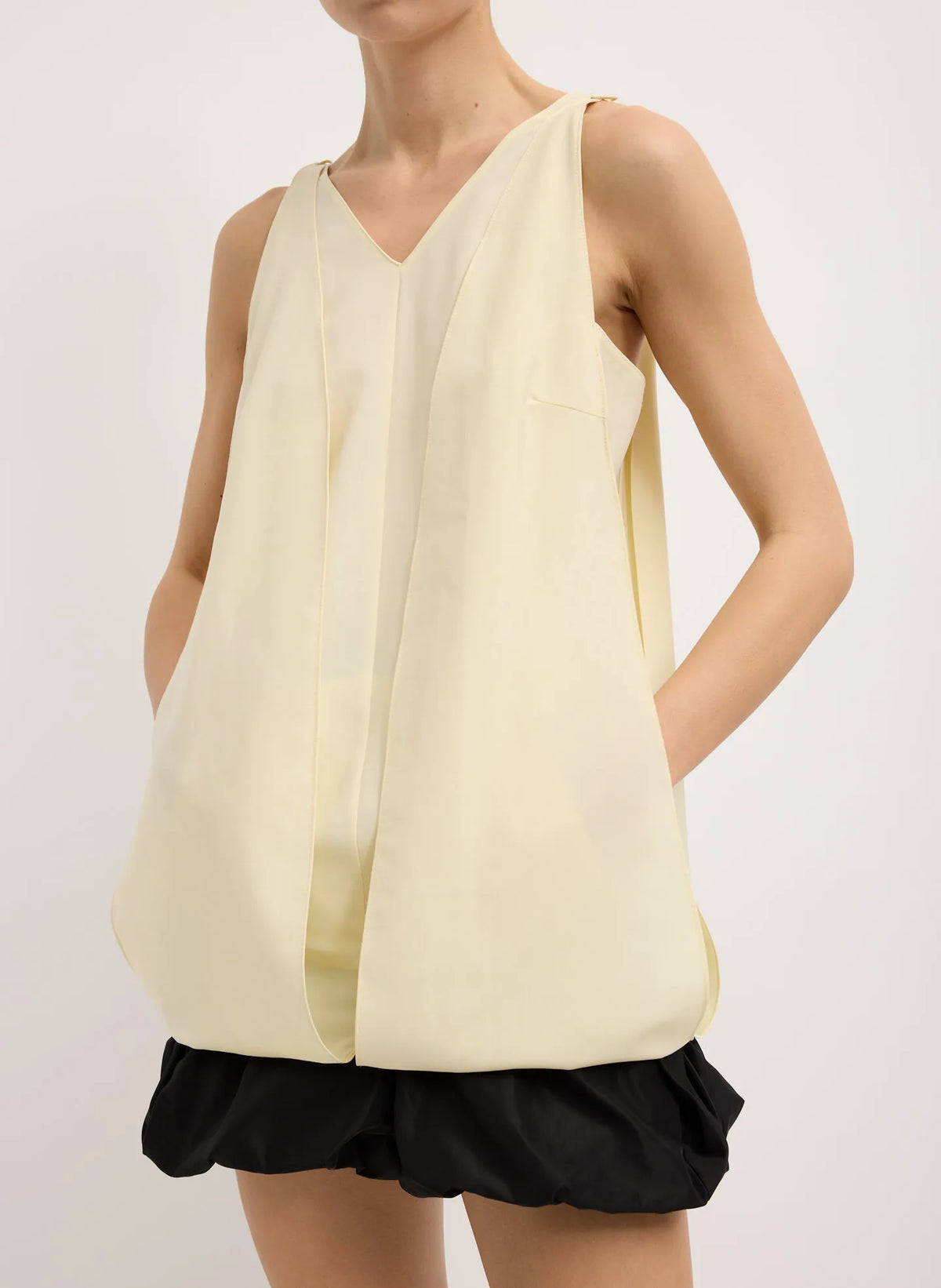 Tropical Wool Sleeveless Paneled Tunic