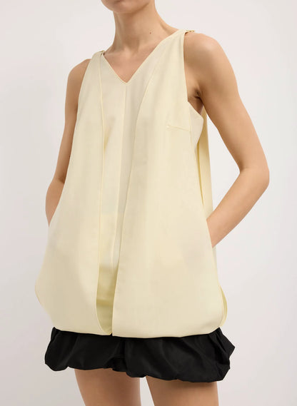 Tropical Wool Sleeveless Paneled Tunic