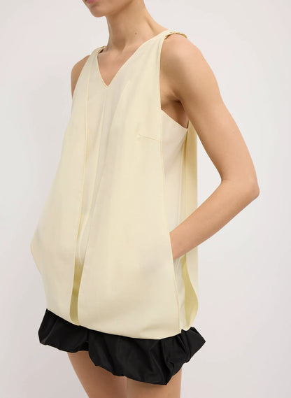 Tropical Wool Sleeveless Paneled Tunic