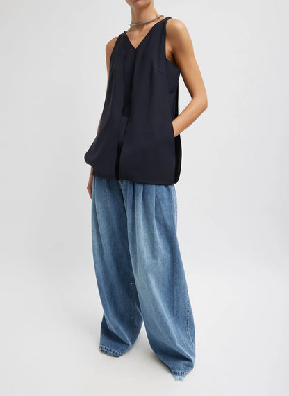 Tropical Wool Sleeveless Paneled Tunic