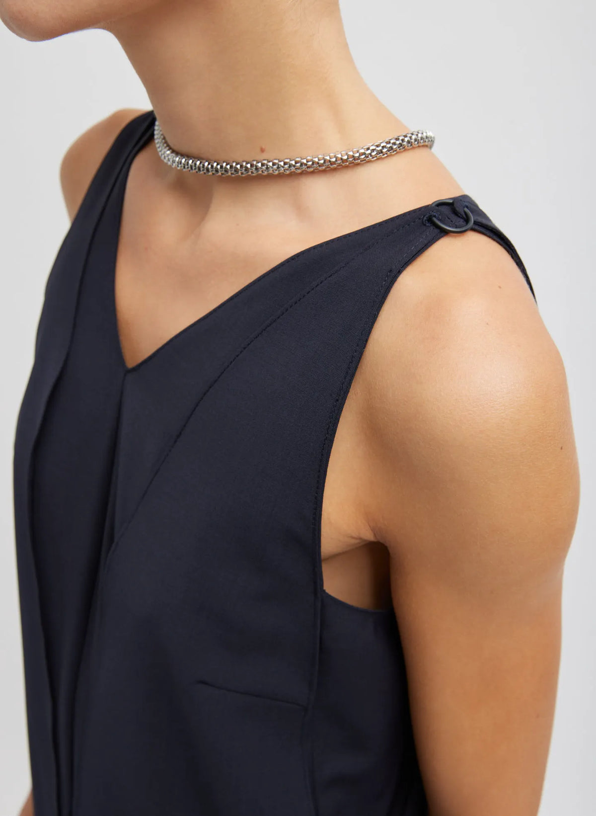 Tropical Wool Sleeveless Paneled Tunic