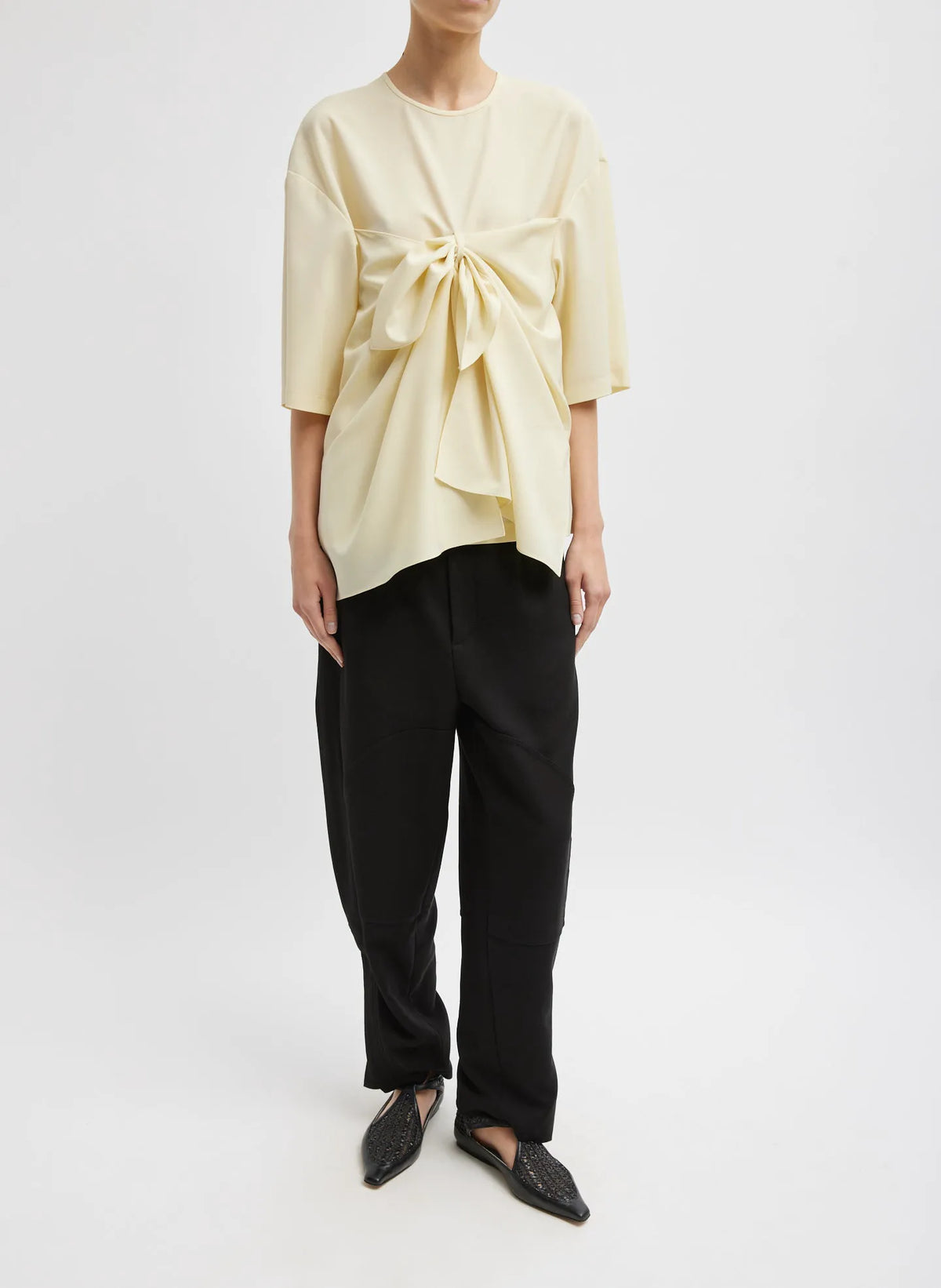 Tropical Wool Tie Front T-Shirt