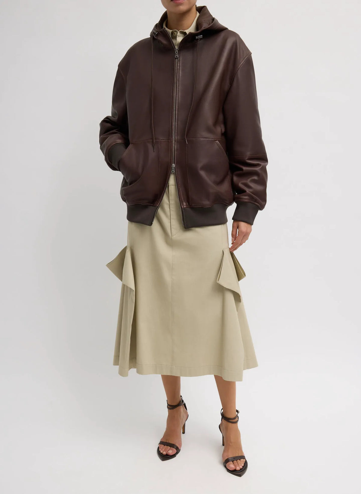 Leather Zip Up Hoodie Jacket
