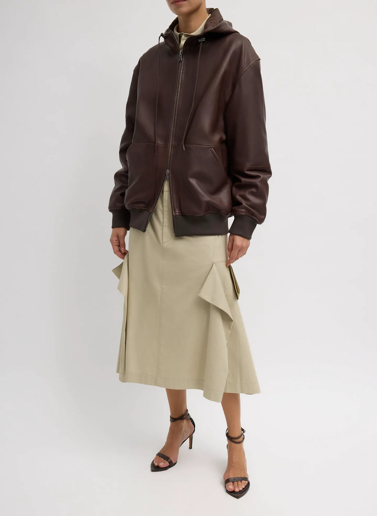 Leather Zip Up Hoodie Jacket