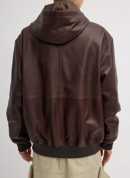 Leather Zip Up Hoodie Jacket