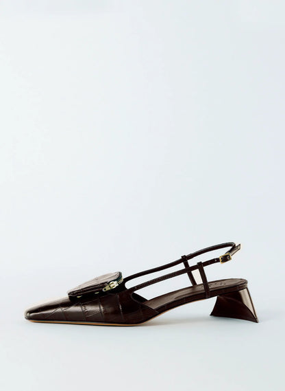 Croc Print Victor Slingback