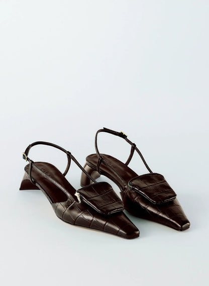 Croc Print Victor Slingback