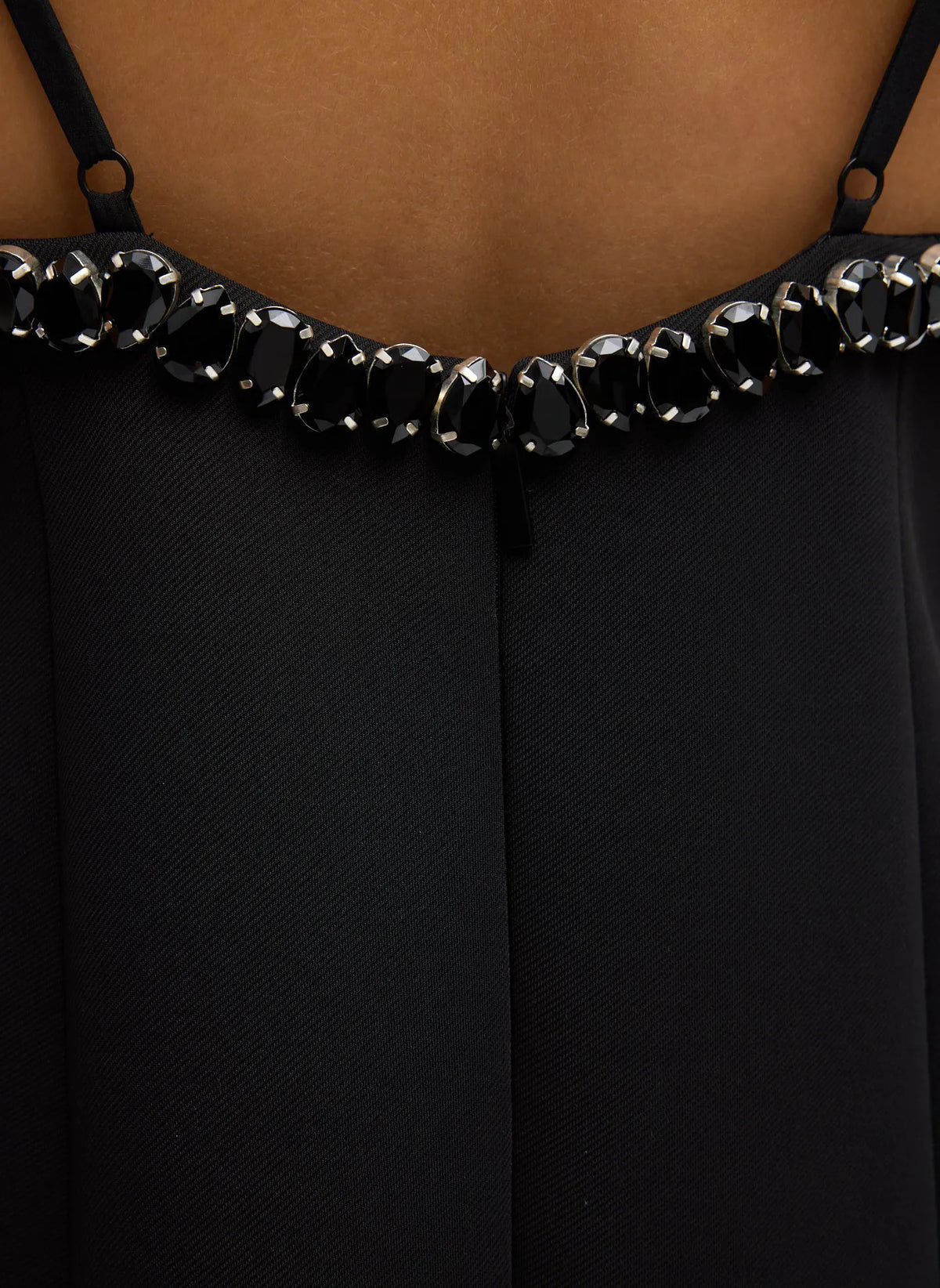 Bonded Twill Beaded Strappy Dress