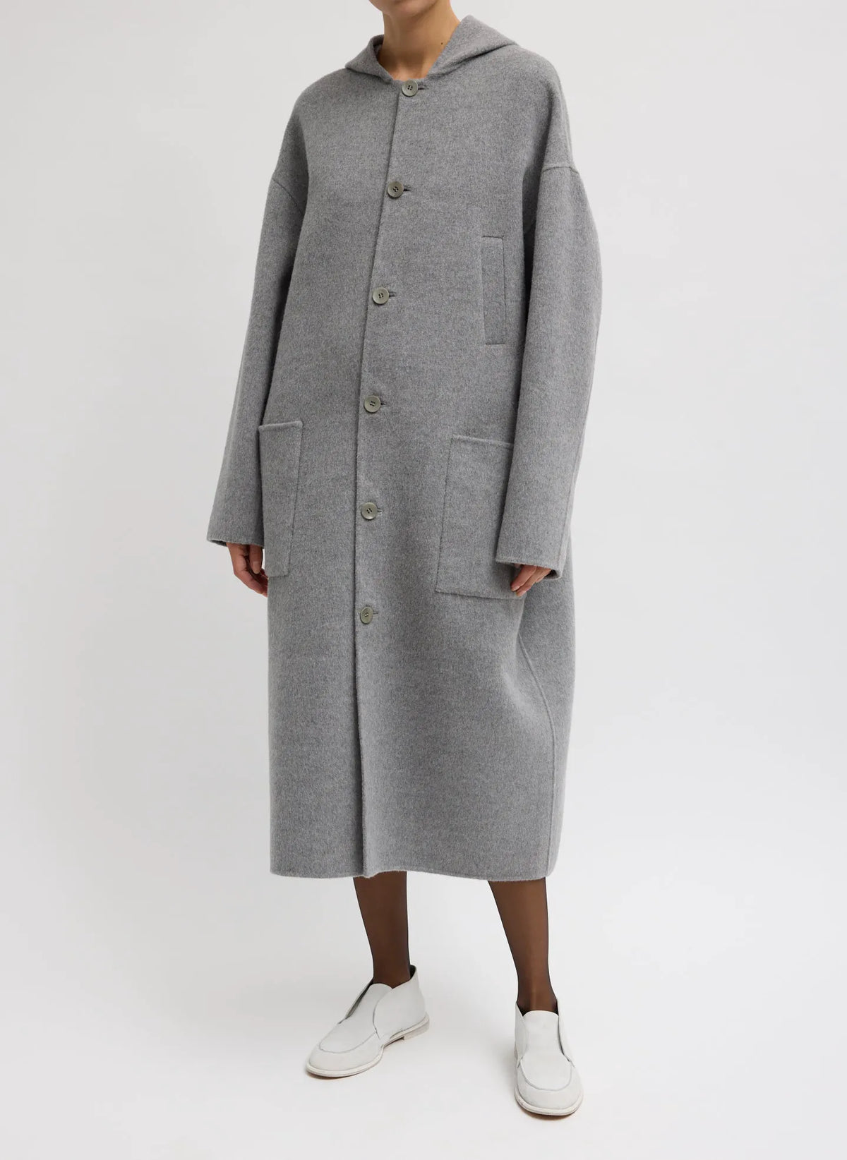 Luxe Double Faced Wool Angora Hooded Coat