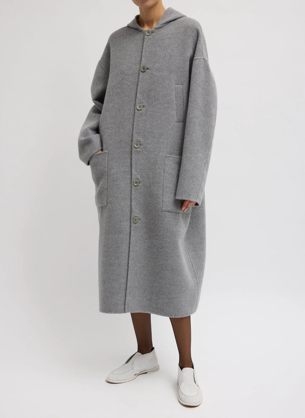 Luxe Double Faced Wool Angora Hooded Coat