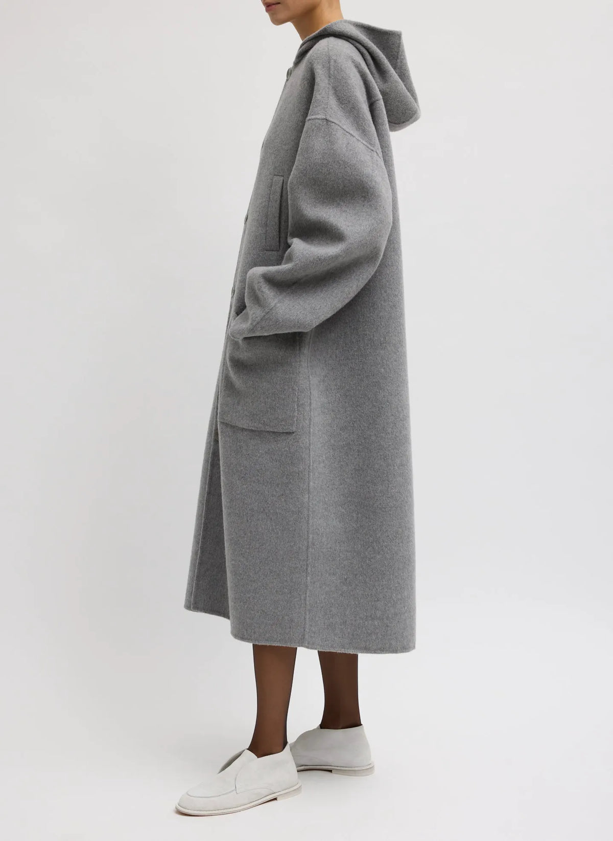 Luxe Double Faced Wool Angora Hooded Coat
