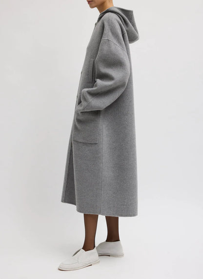 Luxe Double Faced Wool Angora Hooded Coat