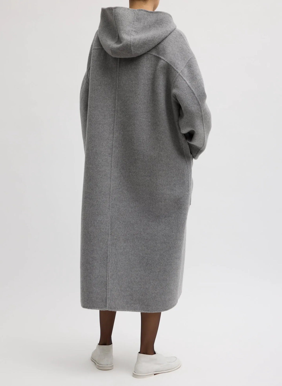 Luxe Double Faced Wool Angora Hooded Coat
