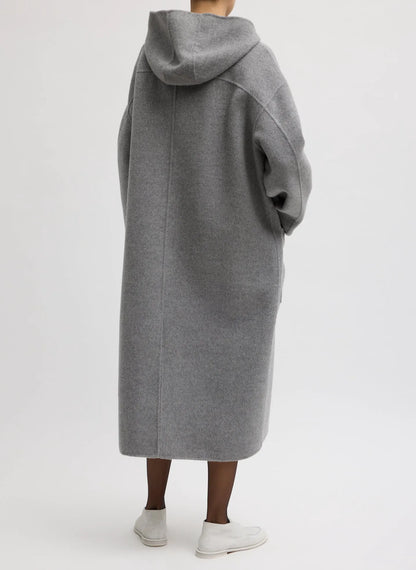 Luxe Double Faced Wool Angora Hooded Coat