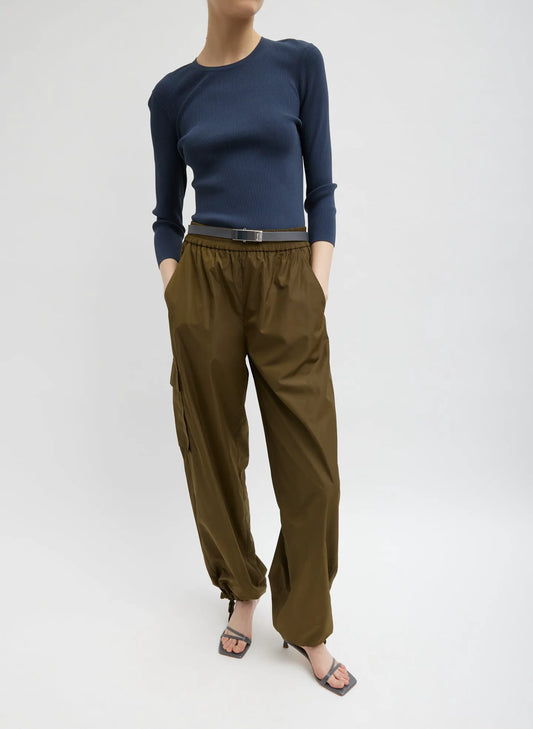 Italian Sporty Nylon Wide Leg Pull On Pant