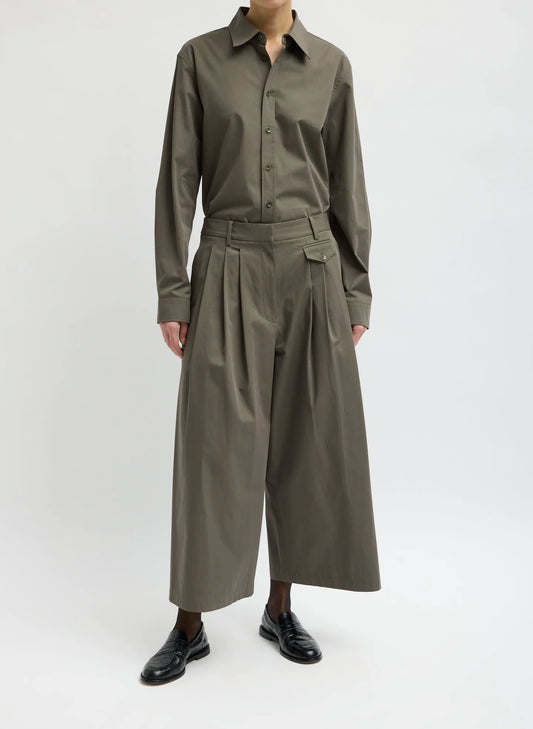 Bio Twill Triple Pleat Cropped Pant