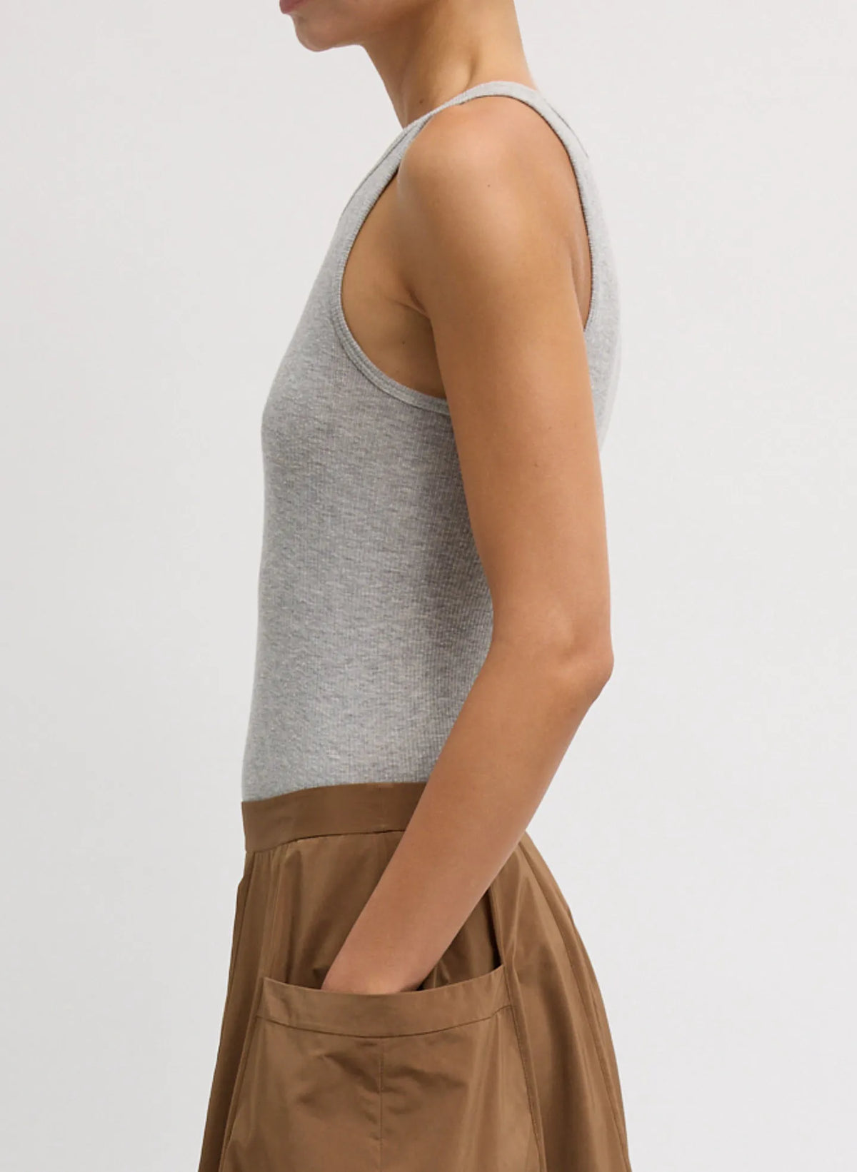 Circular Fine Rib T-Shirt Tank
