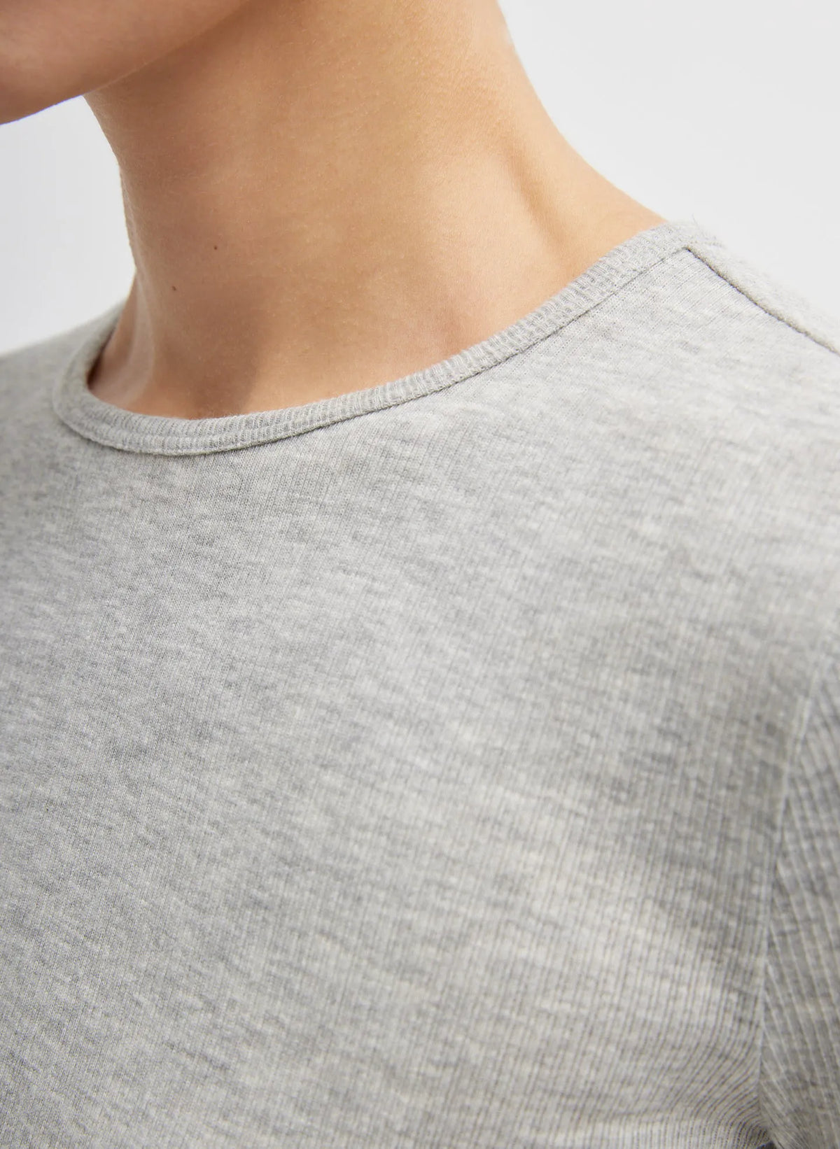 Circular Ribbed Crewneck Pullover T-Shirt