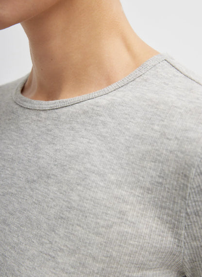 Circular Ribbed Crewneck Pullover T-Shirt