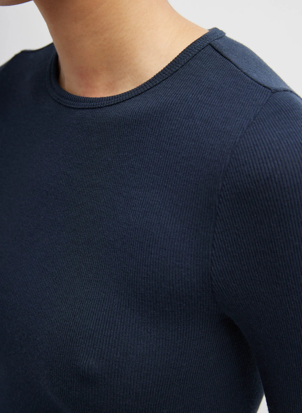 Circular Ribbed Crewneck Pullover T-Shirt