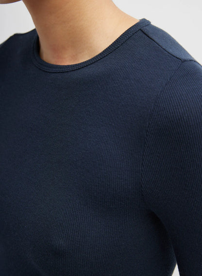Circular Ribbed Crewneck Pullover T-Shirt