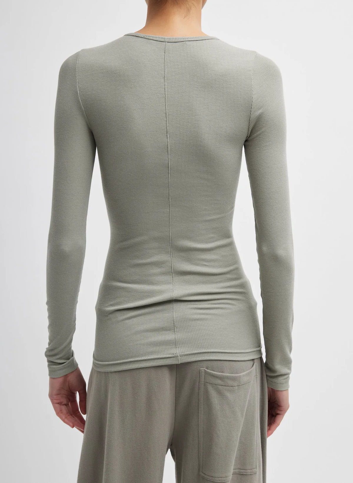 Circular Ribbed Crewneck Pullover T-Shirt