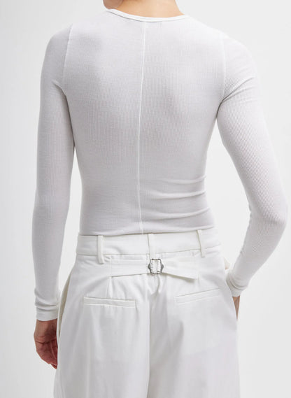Circular Ribbed Crewneck Pullover T-Shirt