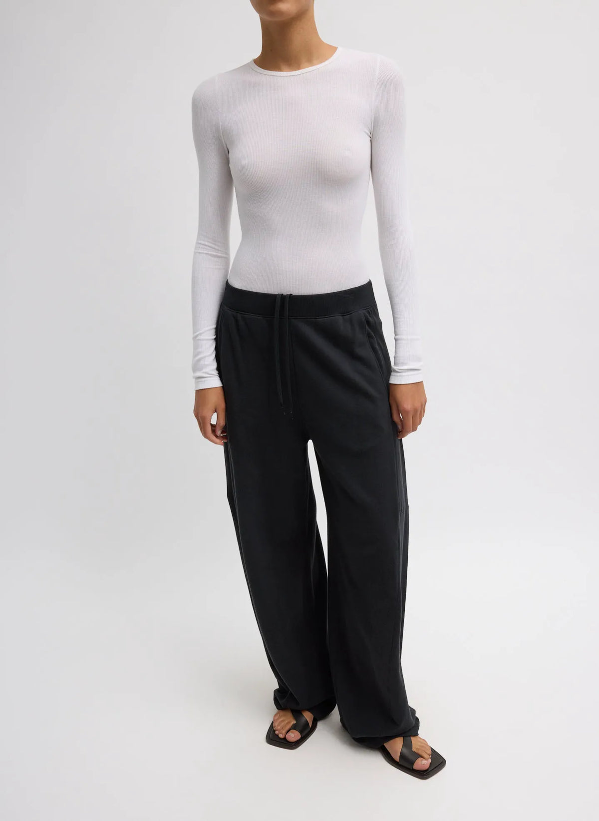 Circular Ribbed Crewneck Pullover T-Shirt