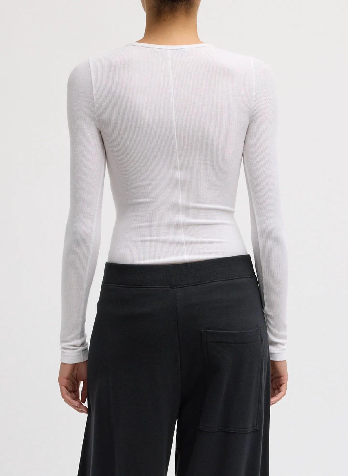 Circular Ribbed Crewneck Pullover T-Shirt