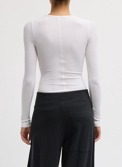 Circular Ribbed Crewneck Pullover T-Shirt