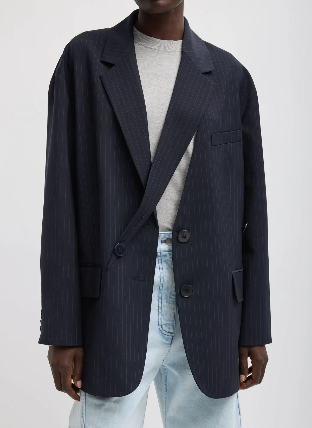 Dominic Pinstripe Detached Lapel Liam Blazer