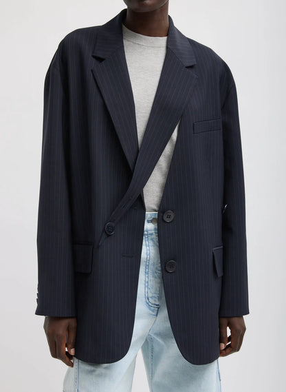 Dominic Pinstripe Detached Lapel Liam Blazer