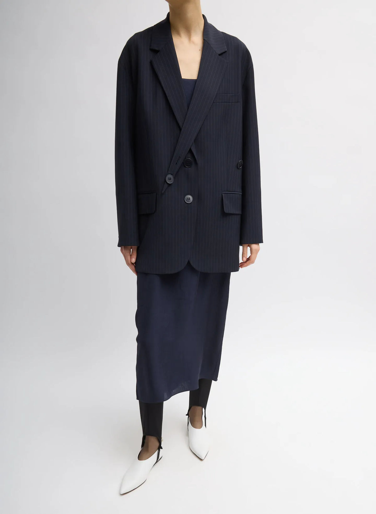 Dominic Pinstripe Detached Lapel Liam Blazer