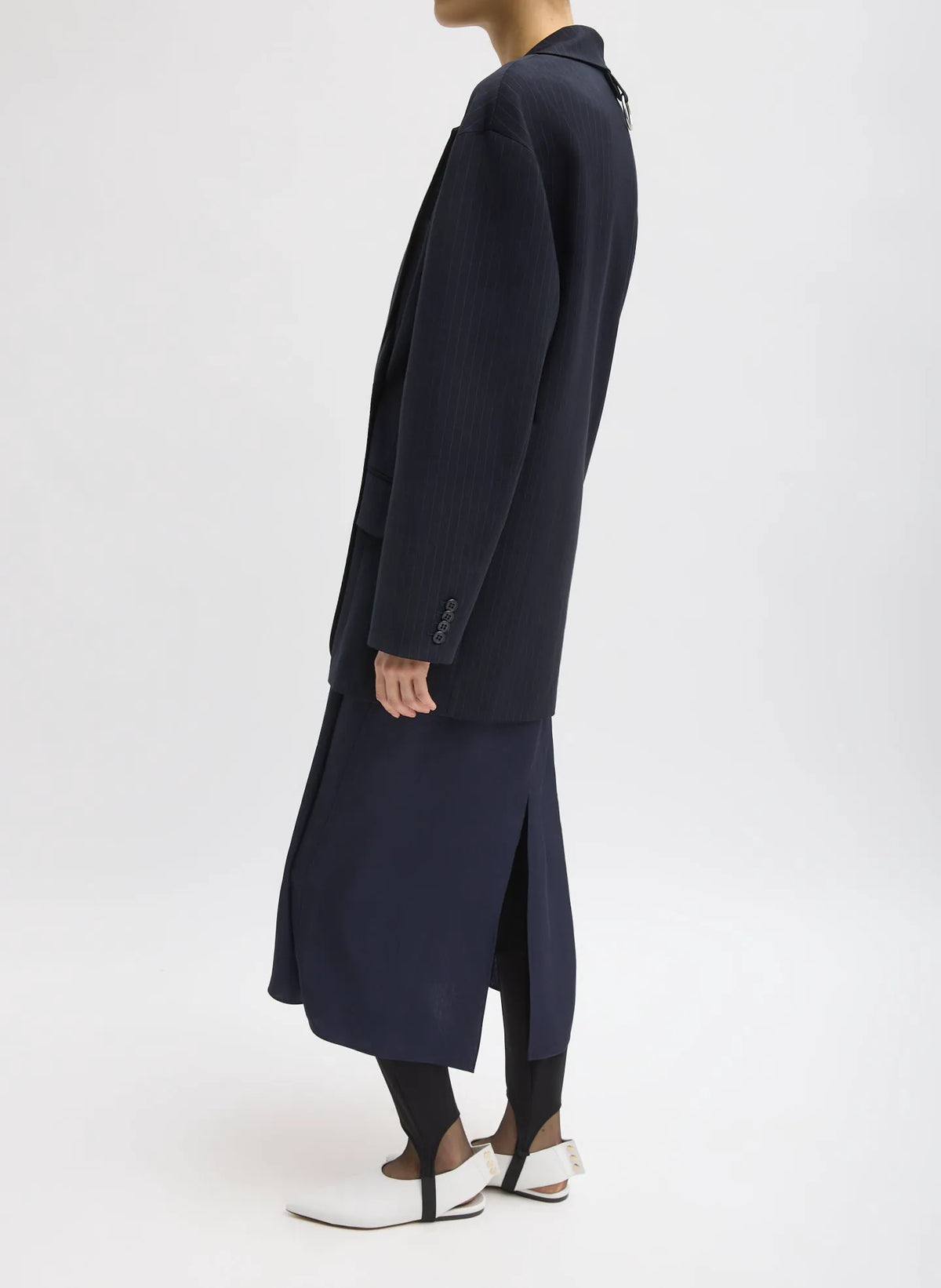 Dominic Pinstripe Detached Lapel Liam Blazer
