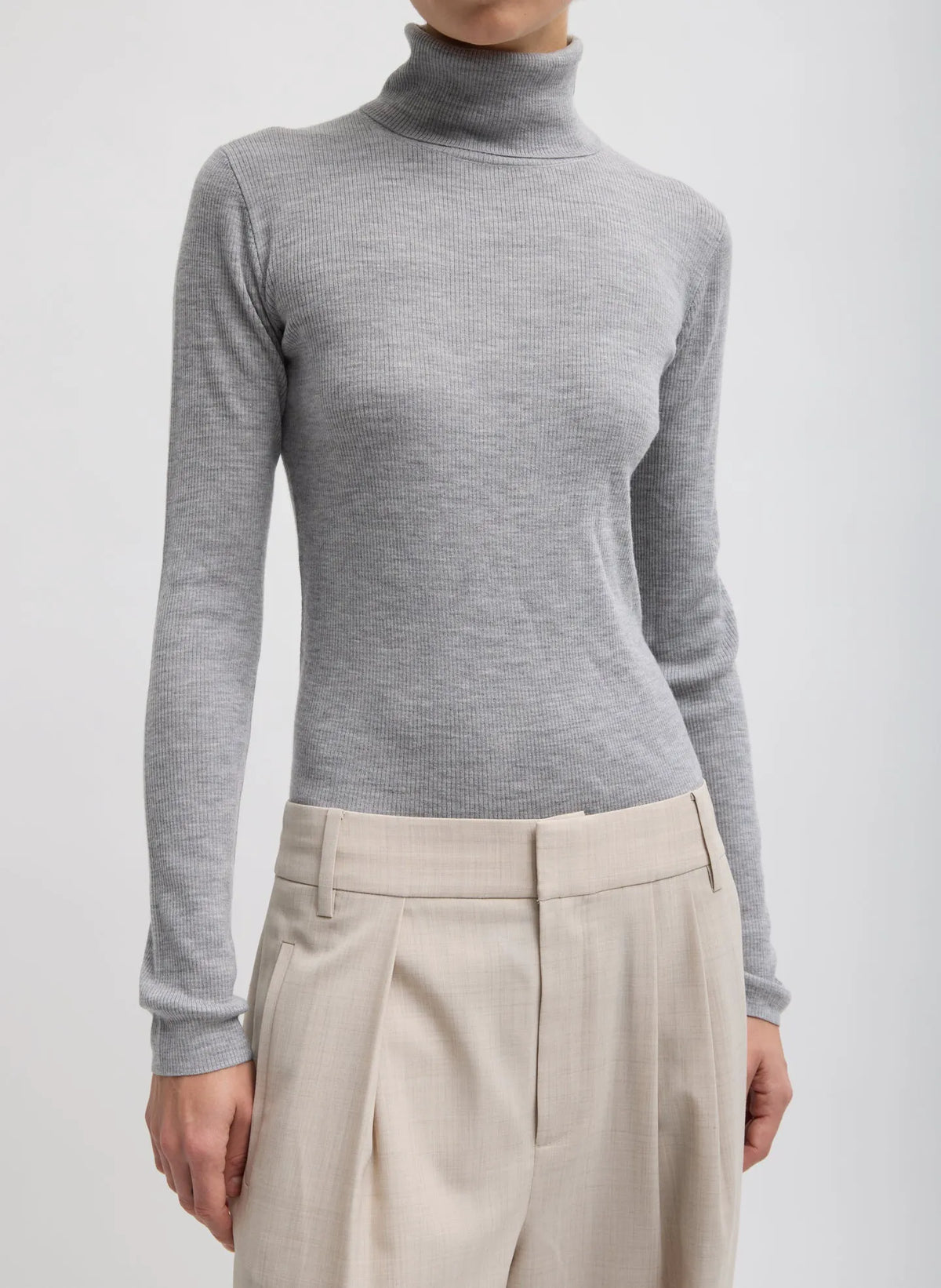 Featherweight Ribbed Sweater Turtleneck Pullover