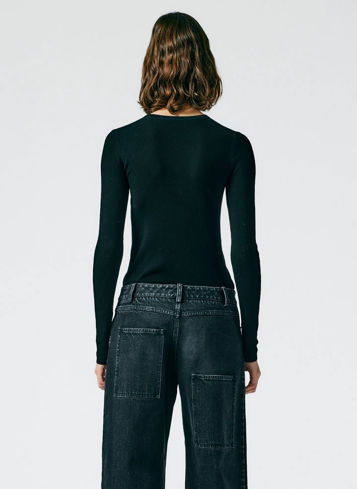Feather Weight Ribbed Crewneck Pullover Sweater