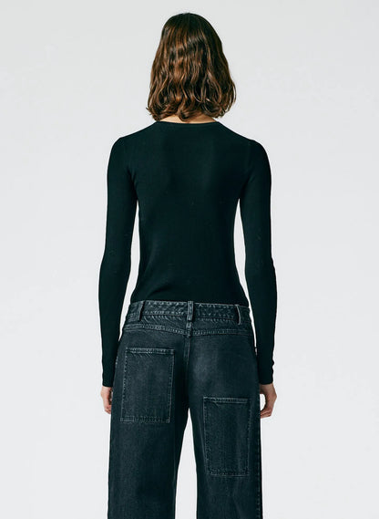 Feather Weight Ribbed Crewneck Pullover Sweater