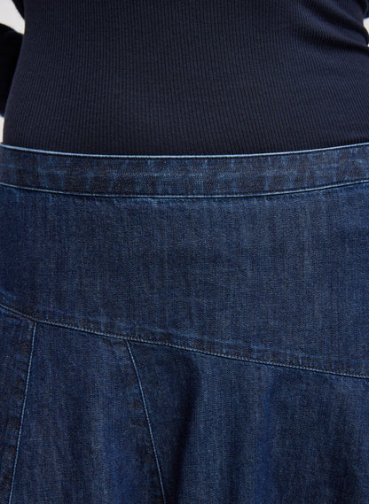 Light Weight Indigo Denim Asymmetrical Balloon Skirt