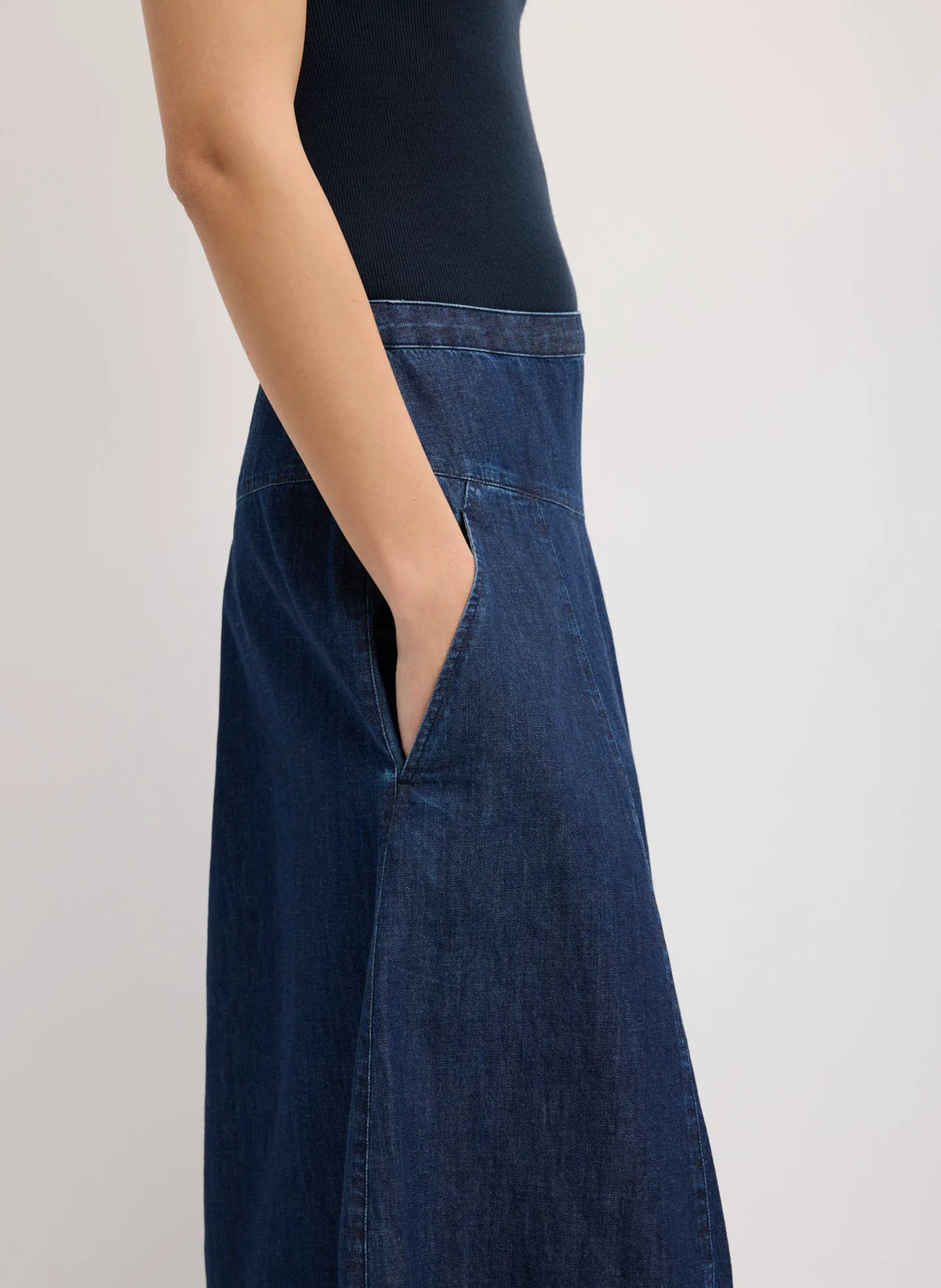 Light Weight Indigo Denim Asymmetrical Balloon Skirt