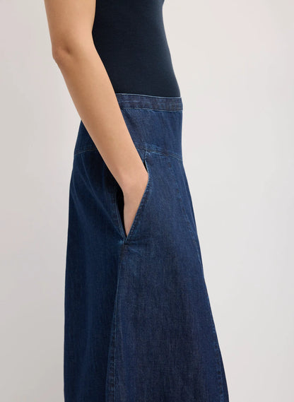 Light Weight Indigo Denim Asymmetrical Balloon Skirt