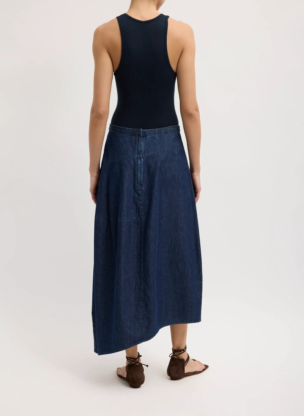 Light Weight Indigo Denim Asymmetrical Balloon Skirt