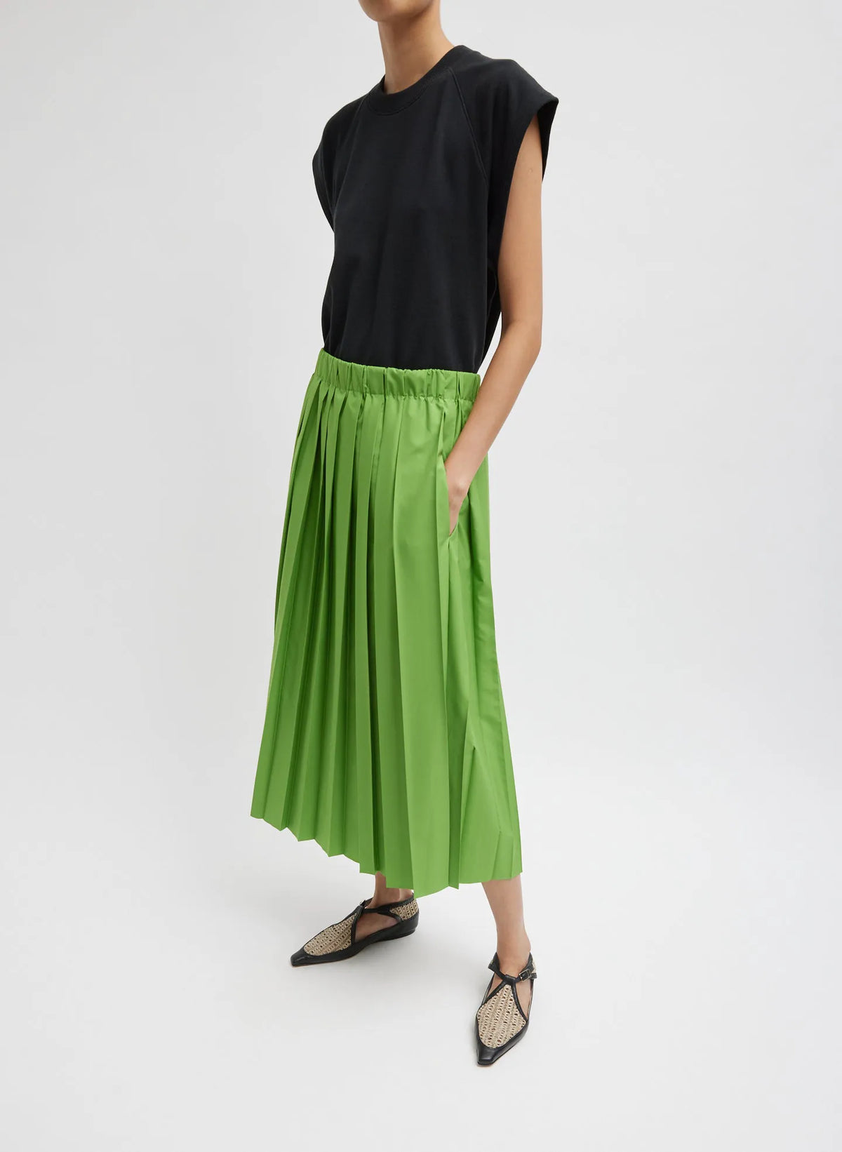 Nylon Pleated Pull On Skirt