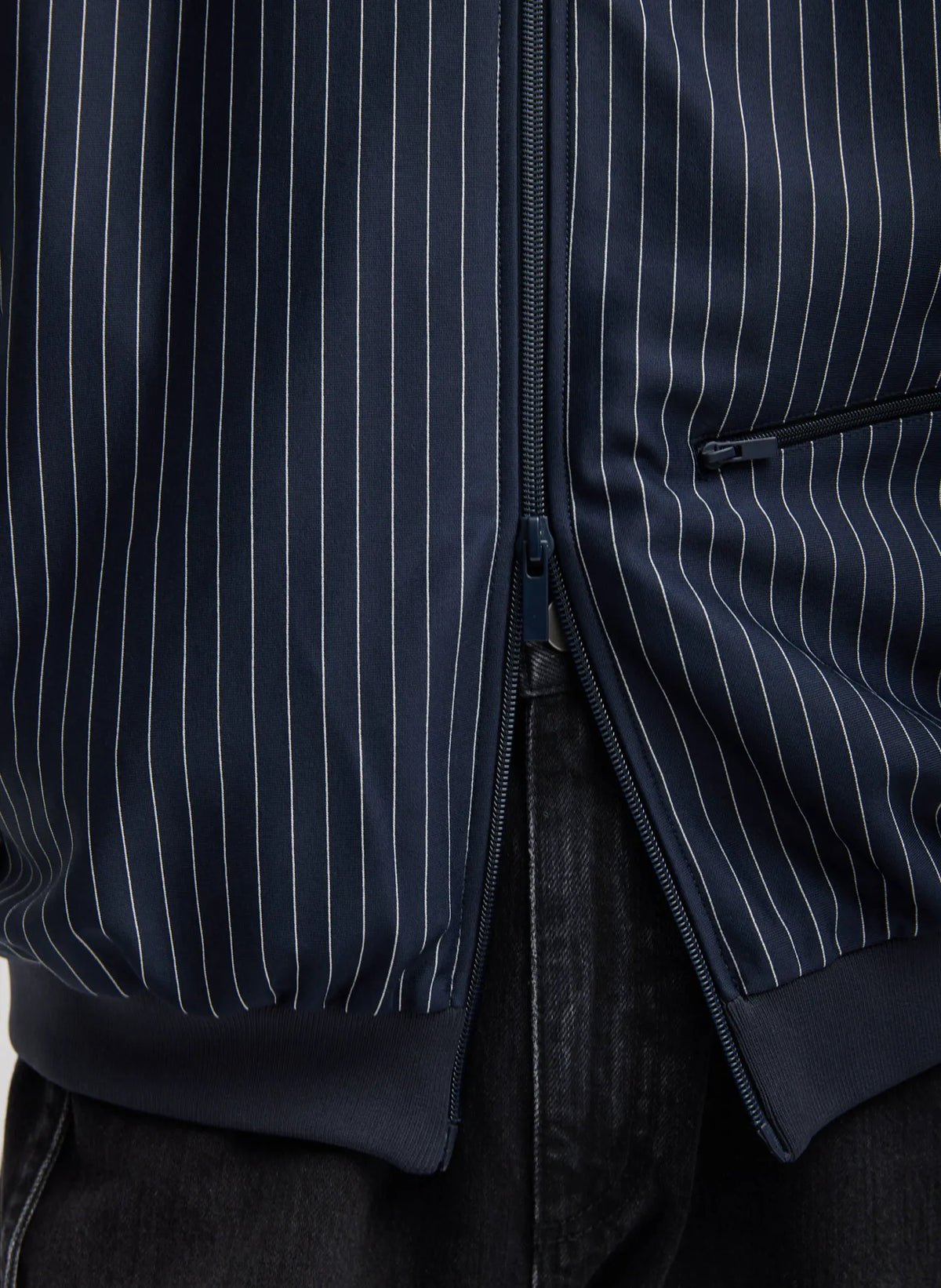 Pinstripe Active Knit Zipper Detailed Track Jacket