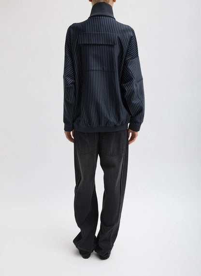 Pinstripe Active Knit Zipper Detailed Track Jacket