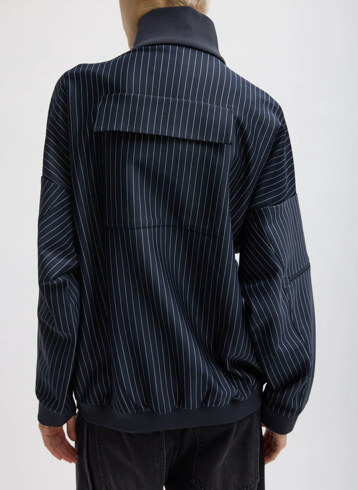 Pinstripe Active Knit Zipper Detailed Track Jacket